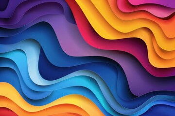 Obraz premium vibrant paper cut style wavy shapes in vivid colors creating an abstract backdrop vector illustration