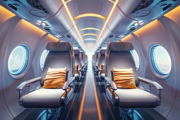 Obraz premium A Modern air vehicle interior with comfortable seats