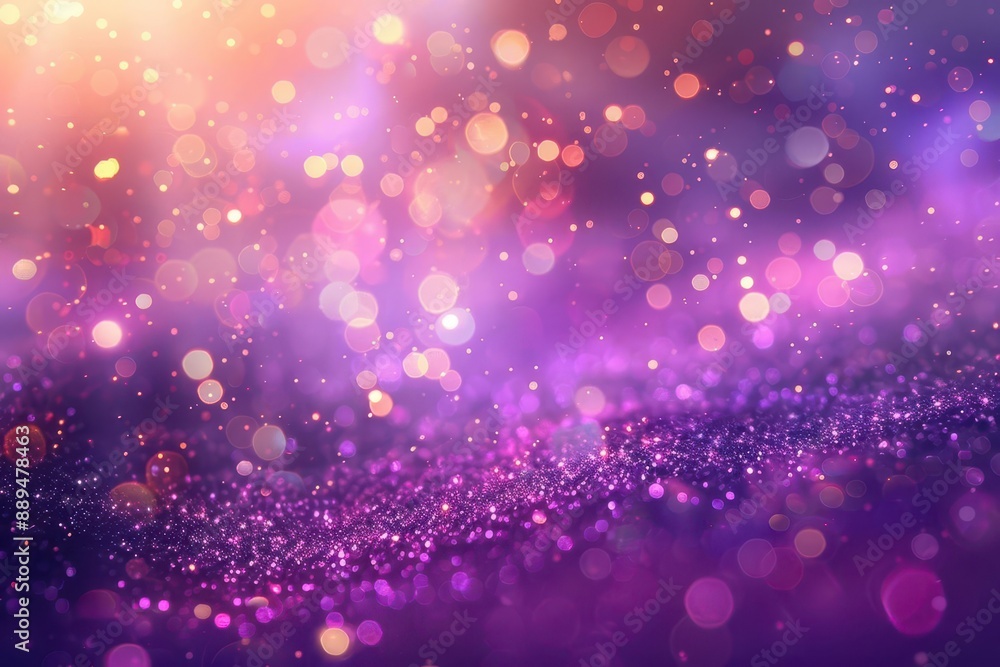 Poster vibrant purple glitter with sparkling lights and stars bokeh effect abstract background