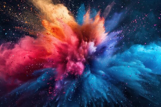 vibrant powder explosion abstract multicolored dust cloud dynamic color splash background