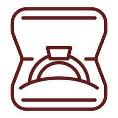 Classy Ring Gift Vector Line Maroon Icon Design