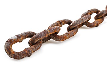 One rusty metal chain isolated