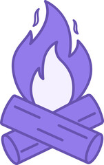 Colored Campfire Icon. Vector Icon of Tourist Campfire. Fire and Brushwood. Camping Concept