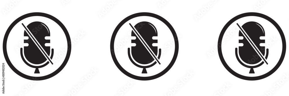 Wall mural microphone icon set. different microphone collection. media and web icons in line style.