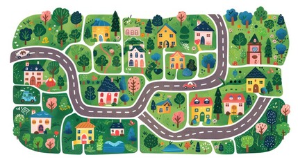 Road map for children. Vector image