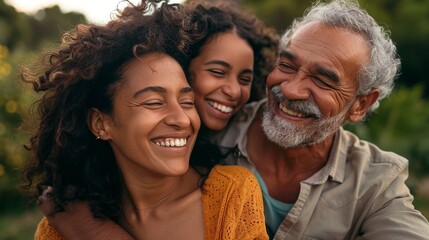 Fototapeta premium Portrait of father and daughter laughing and being happy