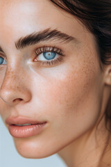 Naklejka premium Young beautiful girl showcasing her shiny natural style make-up