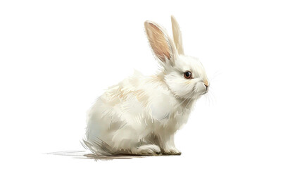 Fototapeta premium a rabbit full body shot, looking forward, standing on grass, transparent, cut out