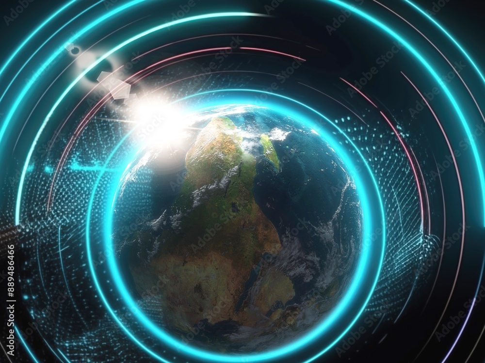 Poster dynamic digital abstract world map