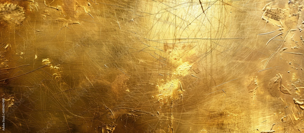 Poster scratches on a metallic gold background creating a copy space image.