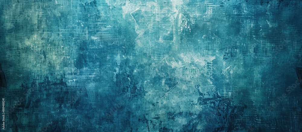 Poster grunge texture backdrop in shades of blue with a vintage artistic design, vignette effect, and room 