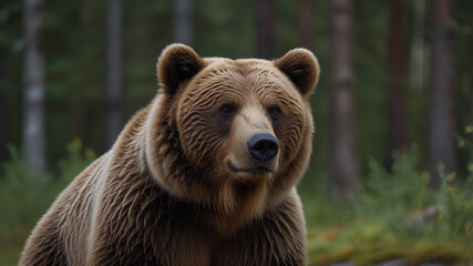 Fototapeta premium Wild Beauty Brown Bear in Finland, Scandinavia, Europe