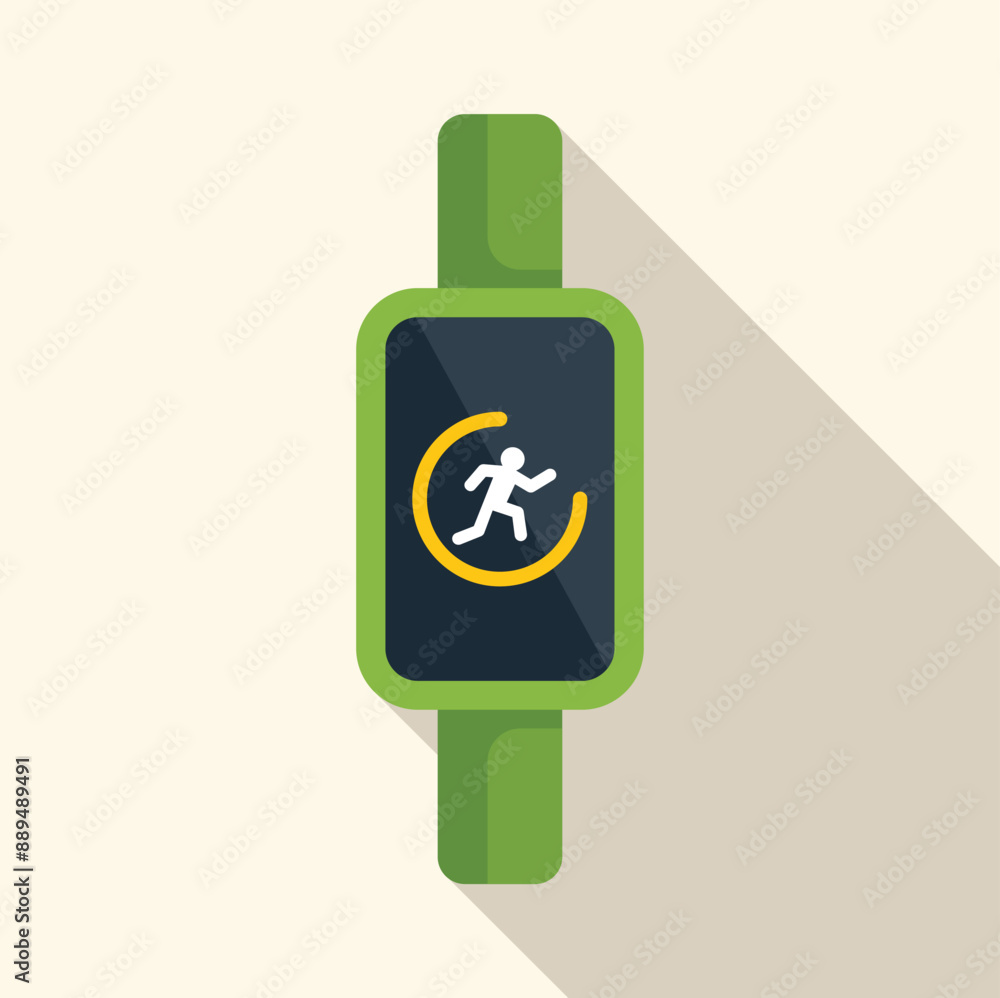 Poster smartwatch is displaying an app icon with a running man, symbolizing fitness tracking