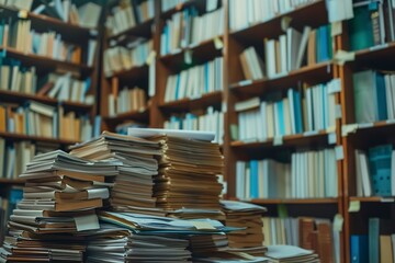 Stacks of files and paperwork in the office