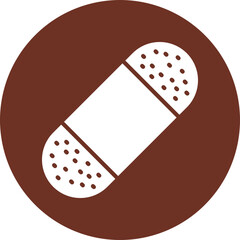 Band Aid Glyph Brown Circle Icon