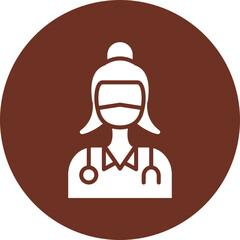 Female Doctor Glyph Brown Circle Icon