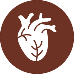 Heart Glyph Brown Circle Icon