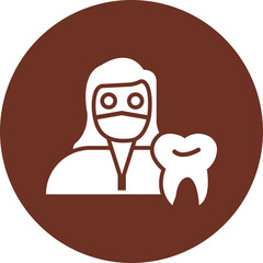 Female Dentist Glyph Brown Circle Icon