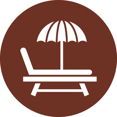 Sunbed Glyph Brown Circle Icon