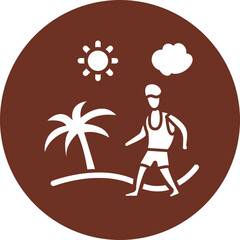 Man In Beach Glyph Brown Circle Icon