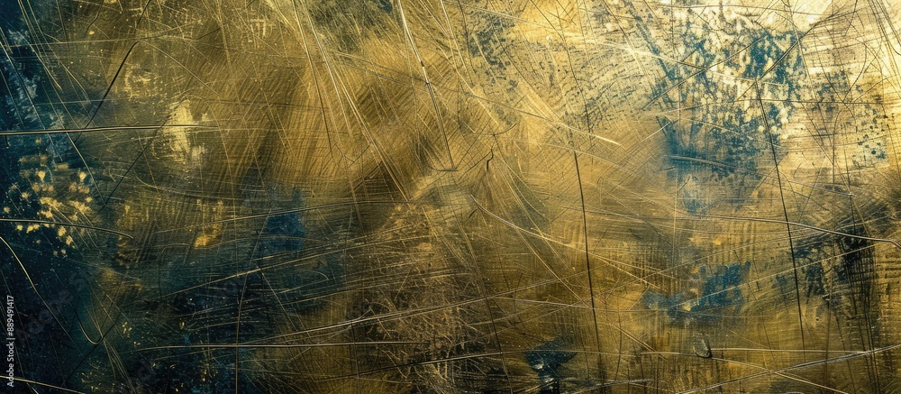 Poster scratches on a metallic gold background creating a copy space image.