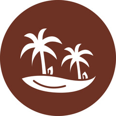 Palm Tree Glyph Brown Circle Icon