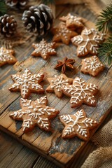 Tasty homemade Christmas cookies on wooden background