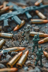 Toy army men with broken guns. Gun restriction
