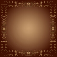 Beautiful patterned quadrangular frame on a brown background