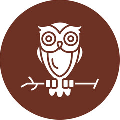 Owl Glyph Brown Circle Icon