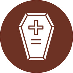 Obraz premium Coffin Glyph Brown Circle Icon
