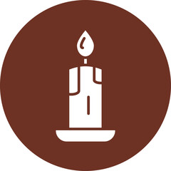 Candle Glyph Brown Circle Icon