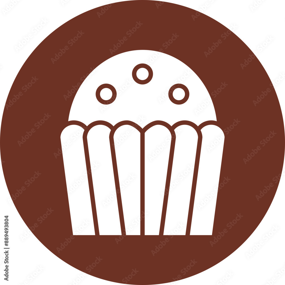 Poster cupcake glyph brown circle icon