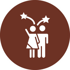 Couple Celebrate Glyph Brown Circle Icon