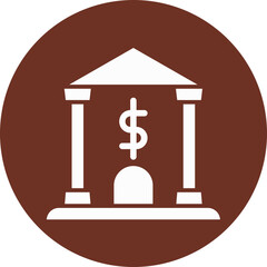 Bank Glyph Brown Circle Icon