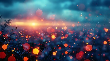 Blurred city lights at night creating a bokeh effect with soft, glowing orbs