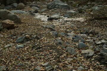 river in fall stones of riverside