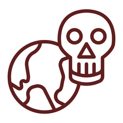 Earth Danger Vector Line Maroon Icon Design