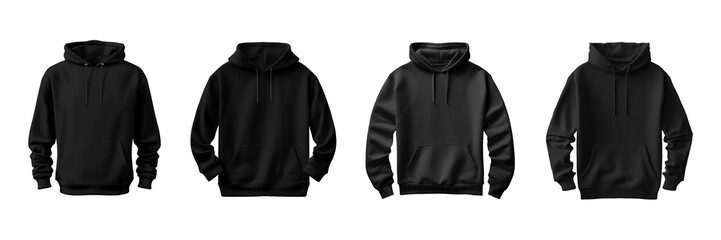 Black hoodie set mockup cutout. Front view of black man hoodie