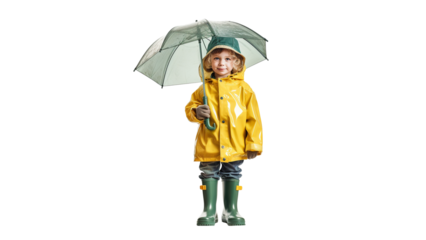 Kid with umbrella cutout. Happy kid with umbrella