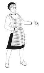 standing African American woman in an apron with strawberries in hand	
