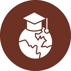 Global Education Glyph Brown Circle Icon