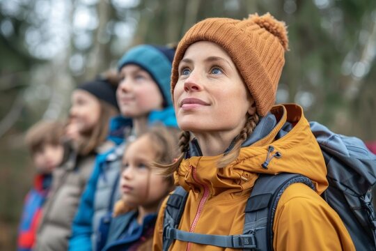 Teacher supervising students during a field trip, Teacher, attentive and responsible