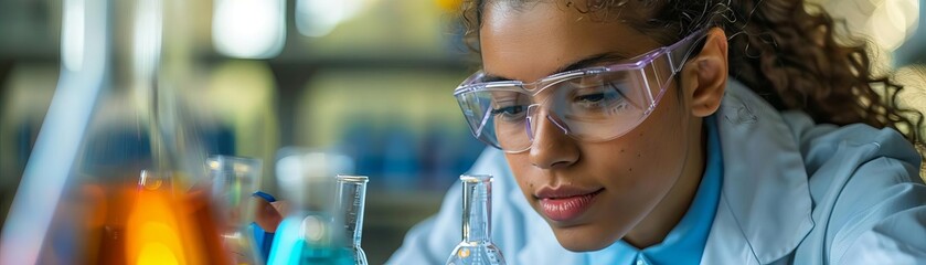 High school teacher conducting a science experiment, Teacher, innovative and educational