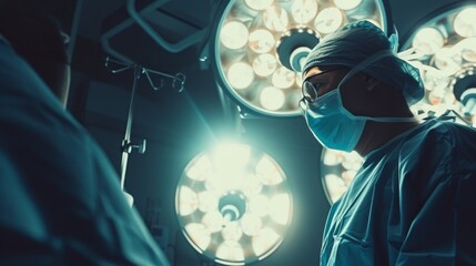 A focused surgeon in a sterile operating room