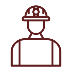 Firefighter Vector Line Maroon Icon Design