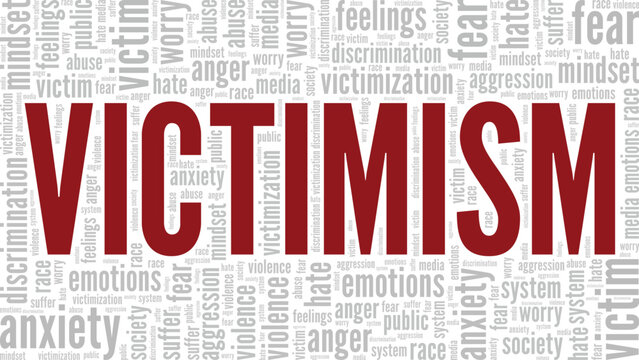 Victimism word cloud conceptual design isolated on white background.