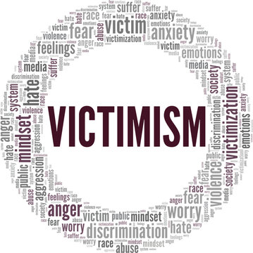 Victimism word cloud conceptual design isolated on white background.
