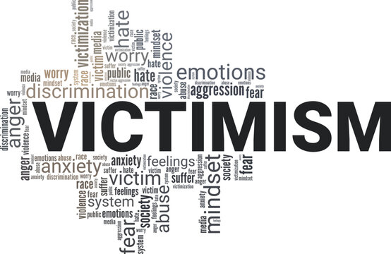Victimism word cloud conceptual design isolated on white background.