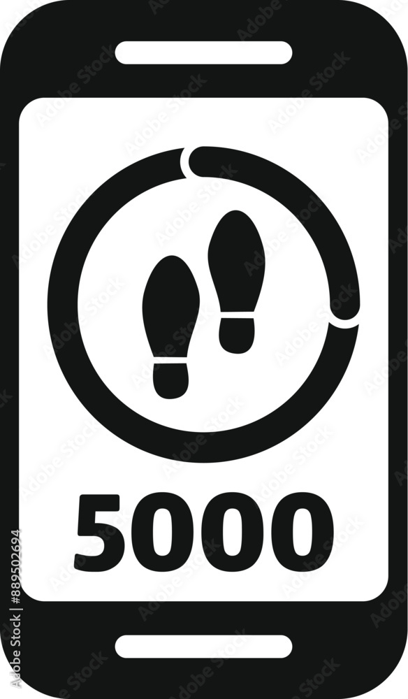 Aufkleber smartphone screen showing a steps counter app with 5000 steps walked